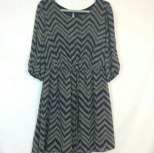 Enfocus Chevron High-Low Dress w/Sleeve Detail